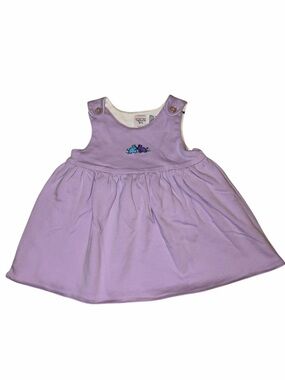Vintage Y2K Talbots Lilac Reversible Hippo Baby Dress Safari Animals 3m Cotton